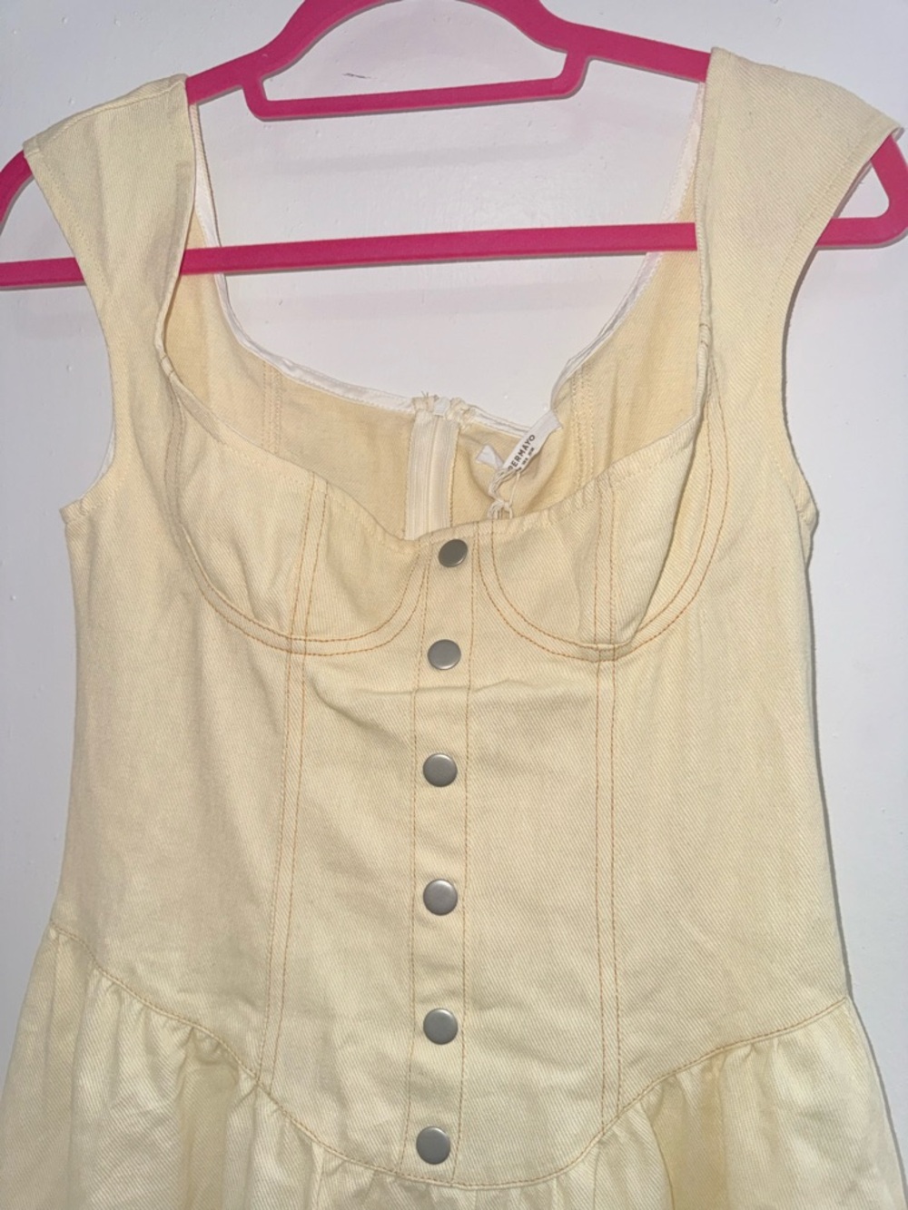 Peppermayo Cream Tiered Mini Dress with Button Front - Picture 8 of 12